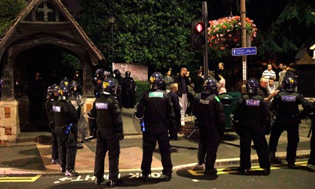 Riot police in Eltham