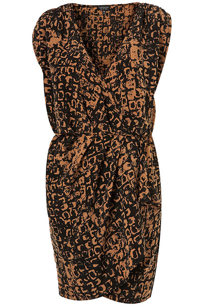 Travel gap year gallery: Tan tile-print draped dress