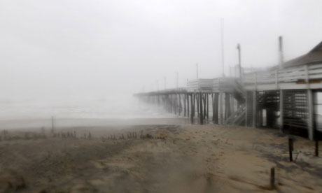 Hurricane Irene hits the pier at Cape Hatteras National Seashore in Rodanthe