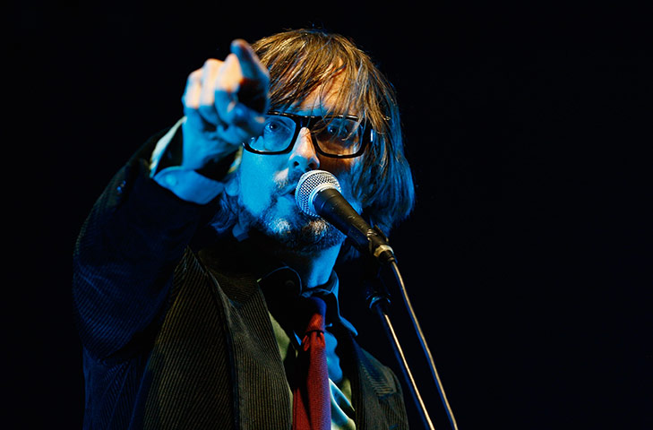 Reading/Leeds festival: August 27: Jarvis Cocker of Pulp performs live on the Main Stage at Reading