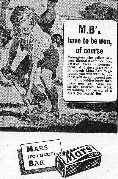 You can help your country: A mars bar advert from the second World War