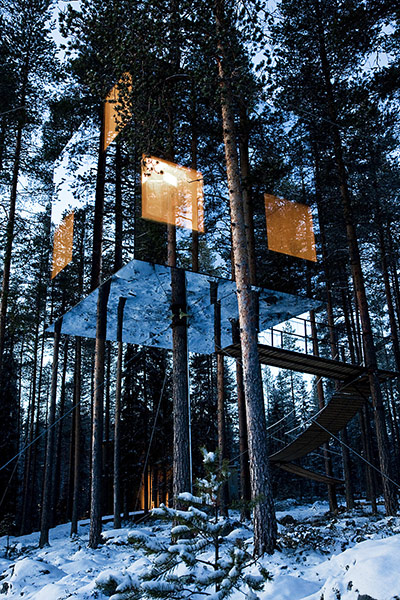 Scandinavian cabins: Treehotel, Boreal forest, Mirrorcube