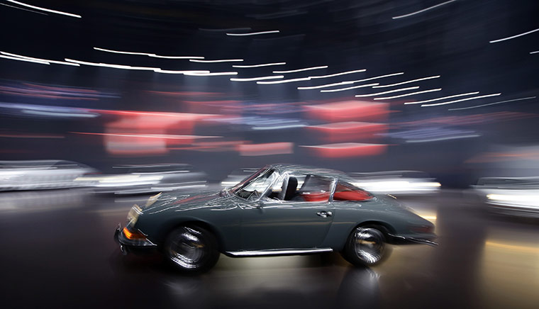 Frankfurt motor show: A model of Porsche's first version of the 911 Carrera sports car 