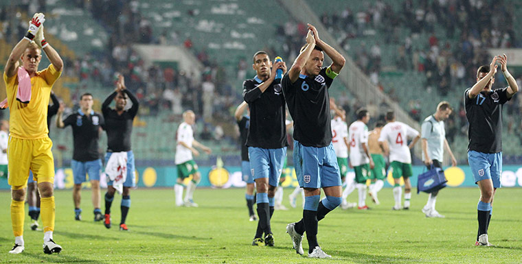 Bulgaria v England: John Terry and team-mates applaud the England fans