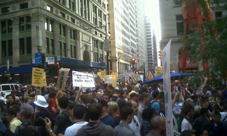 Occupy Wall Street protesters begin their march on Police Plaza in New York