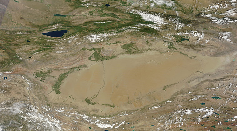 Satellite Eye on Earth:  Taklimakan Desert in China.