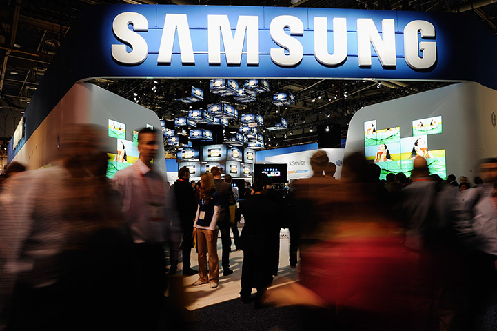 CES 2012: Samsung Electronics Co televisions on display 