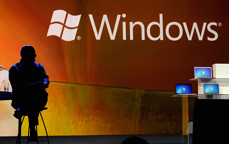 CES 2012: Microsoft CEO Steve Ballmer looks on during his keynote address 