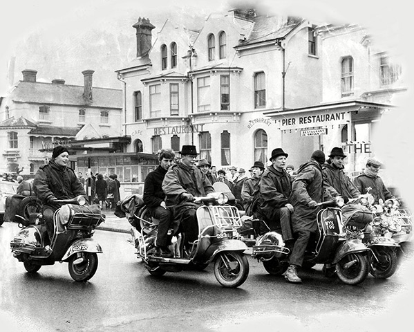 Iconic scooters: Mods on Scooters in Clacton, Essex, 1964