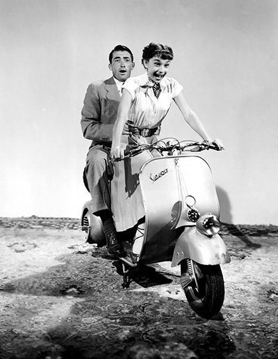 Iconic scooters: Audrey Hepburn and Gregory Peck in Roman Holiday, 1953