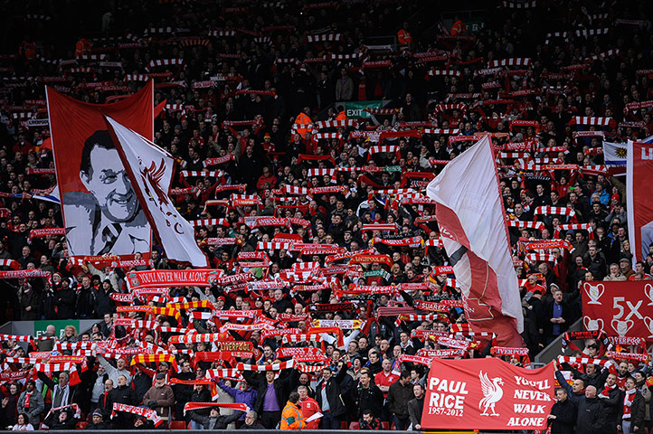 Liverpool v Man Utd: The Kop are, as usual, in fine voice before kick-off