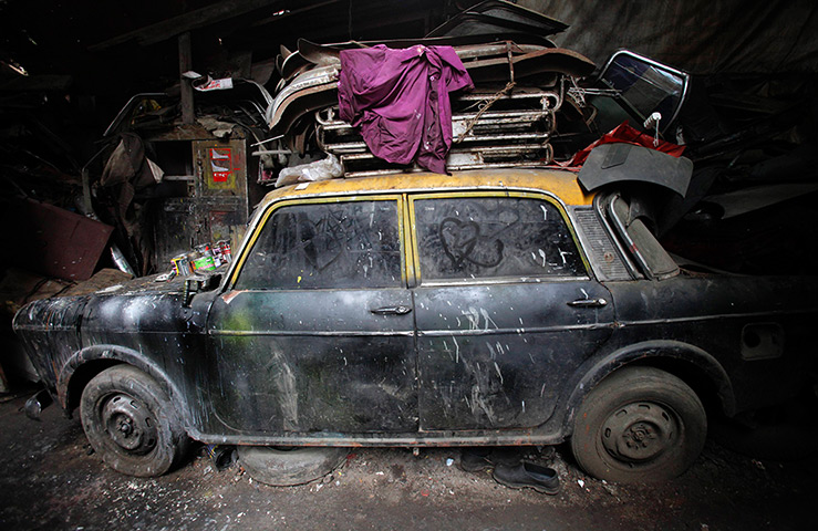 Mumbai taxis: A de-registered Premier Padmini taxi covered in dust 