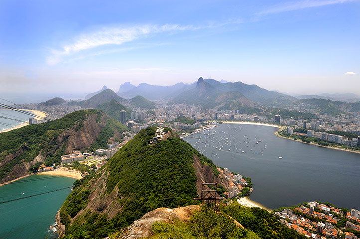 Bond locations: View from Sugarloaf Mountain over Rio de Janeiro, Brazil