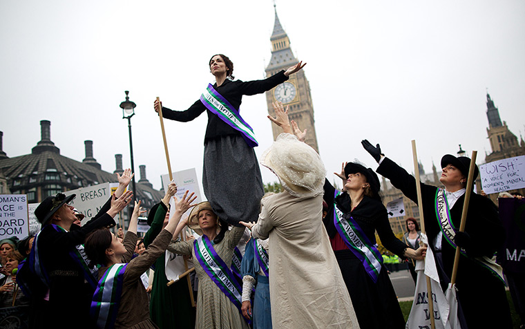 Suffragettes Hold Rally For Equal Rights For Women Society The