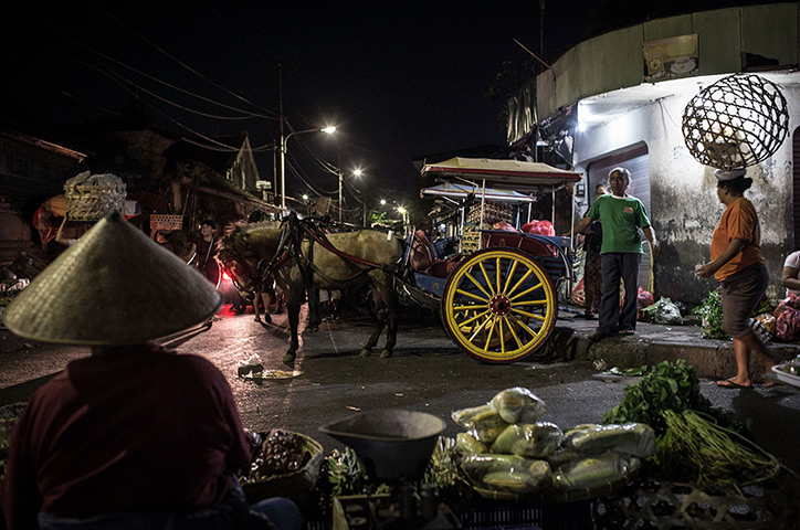 Vanishing Dokar, Bali: Kusir, Nyoman Mantra Manik, waits for passengers in the early hours