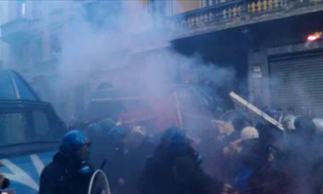 Clashes between Italian students and riot police, Milan, November 14