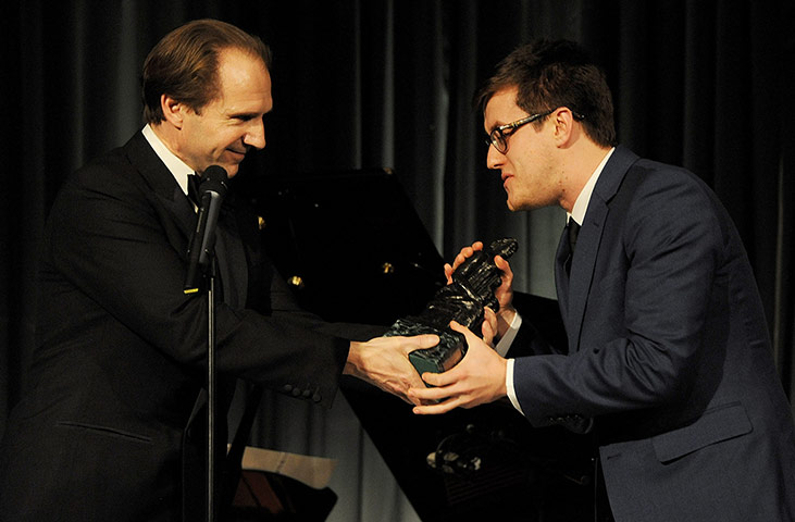 Evening Standard Awards : Nick Payne (R) accepts the award for Best Play