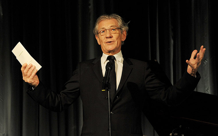 Evening Standard Awards : Sir Ian McKellen presents the Moscow Art Theatre's Golden Seagull award
