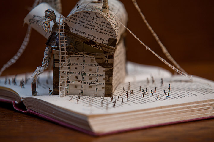 Book sculpture: Robert Louis Stevenson's Treasure Island 