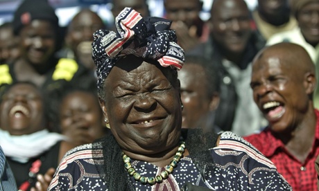 Sarah Obama, step-grandmother to Barak Obama, reacts with members of her family in the hamlet of Kogelo in western Kenya during the anouncement of Obama victory.