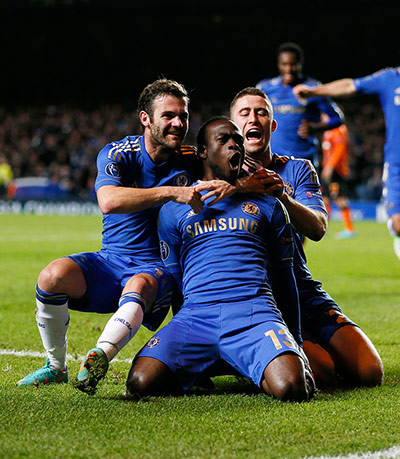 wed champs league 4: Chelsea's Moses celebrates