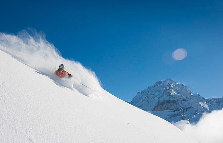 Mürren skiing: Backcountry skier