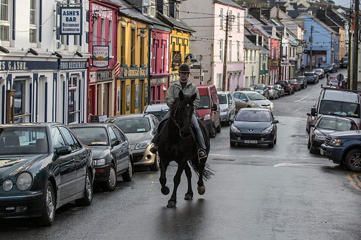 Other Voices Day 3: A horse and rider on Dingle high street