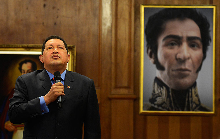 Chavez: Chavez speaks at a press conference after his re-election