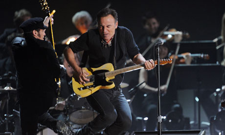 Bruce Springsteen performs at the 54th Grammys in Los Angeles