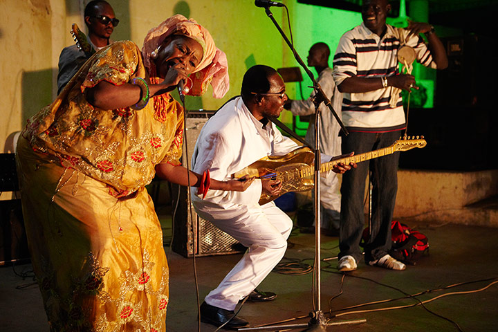 Amadou and Mariam: Amadou performs with Fantani Toure at a concert in Bamako, Mali