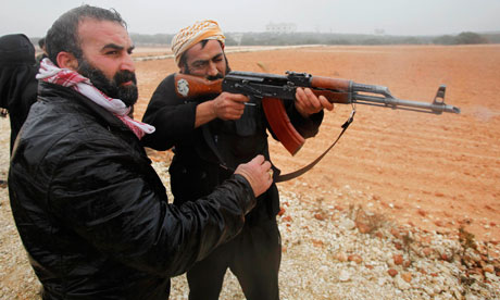 Training is undertaken by members of the opposition Free Syrian Army
