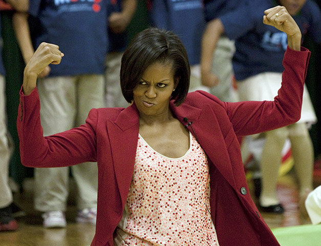 Michelle Obama fitness: First lady Michelle Obama shows off her muscles in Washington