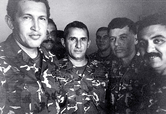 Chavez: Hugo Chávez in prison with fellow revolutionaries in 1992