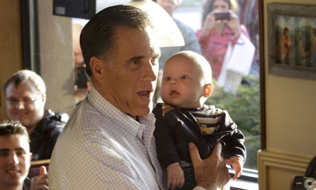 Mitt Romney with baby in Illinois