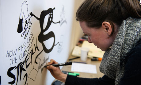 Drawing cartoons at the Guardian Open Weekend
