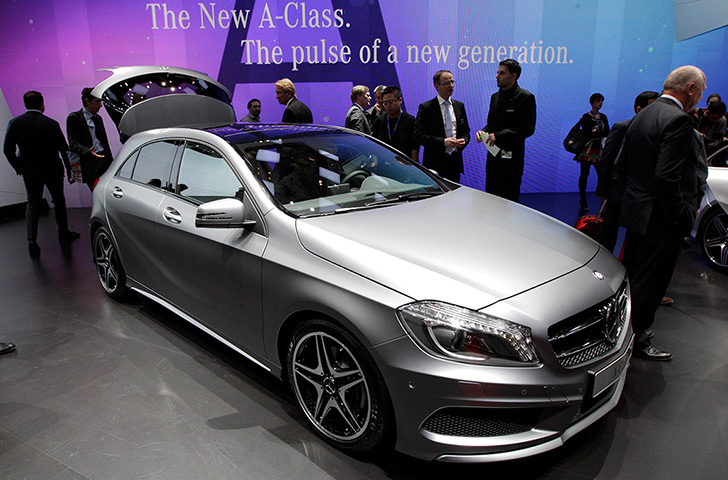 Geneva motor show: The new Class A Mercedes-Benz car is displayed