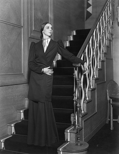 Jaeger: October 1932: Andrea Mijinska models an evening dress