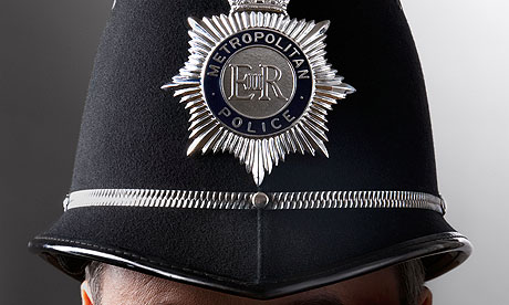 Close up off British Policeman's helmet