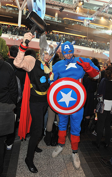 Week in film: Fans in superhero costumes at the premiere of the Avengers Assemble movie