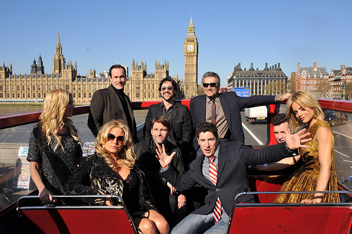 Week in film: The cast of American Pie: Reunion pose on an open top bus in London