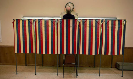 Voting booths in Saukville, Wisconsin