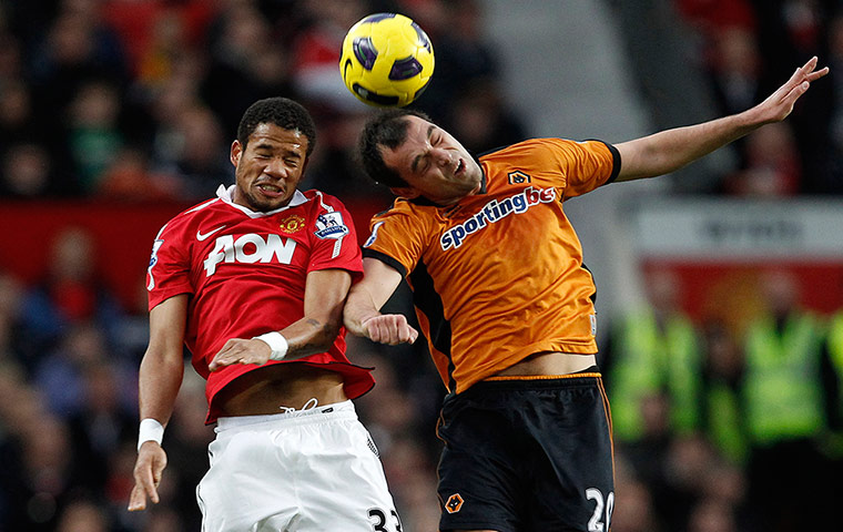 Bebe: Manchester United's Bebe challenges Wolverhampton Wanderers' Milijas