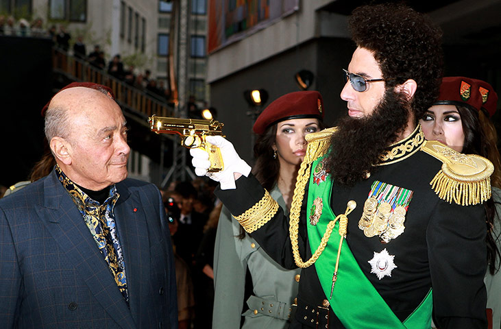 The week in film : Mohamed Al Fayed (L) and Sacha Baron Cohen (R)