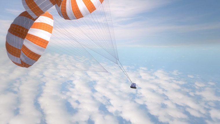 SpaceX Falcon 9: Dragon with Full Parachutes