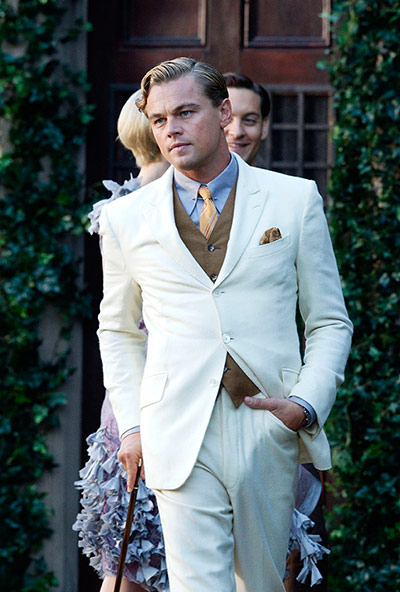 men's hair: Leonardo DiCaprio on the set of The Great Gatsby