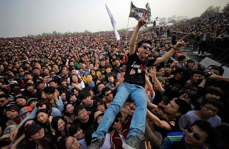 Week in music: A rock fan crowd surfs during the 2012 Strawberry Music Festival 