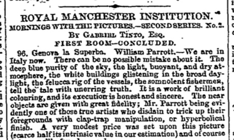 Royal Manchester Institution 1852 headline