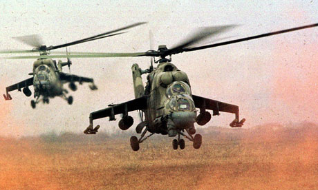 Russian Mi-24 helicopter gunships