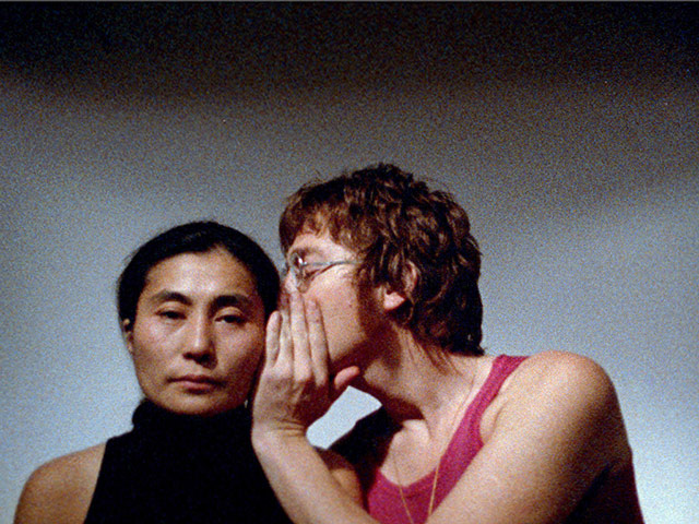 Yoko Ono archive photos: Yoko Ono's artwork Whisper Piece, with John Lennon