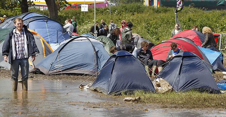 Isle of White: Tents are pitched dangerously close to some deep mud